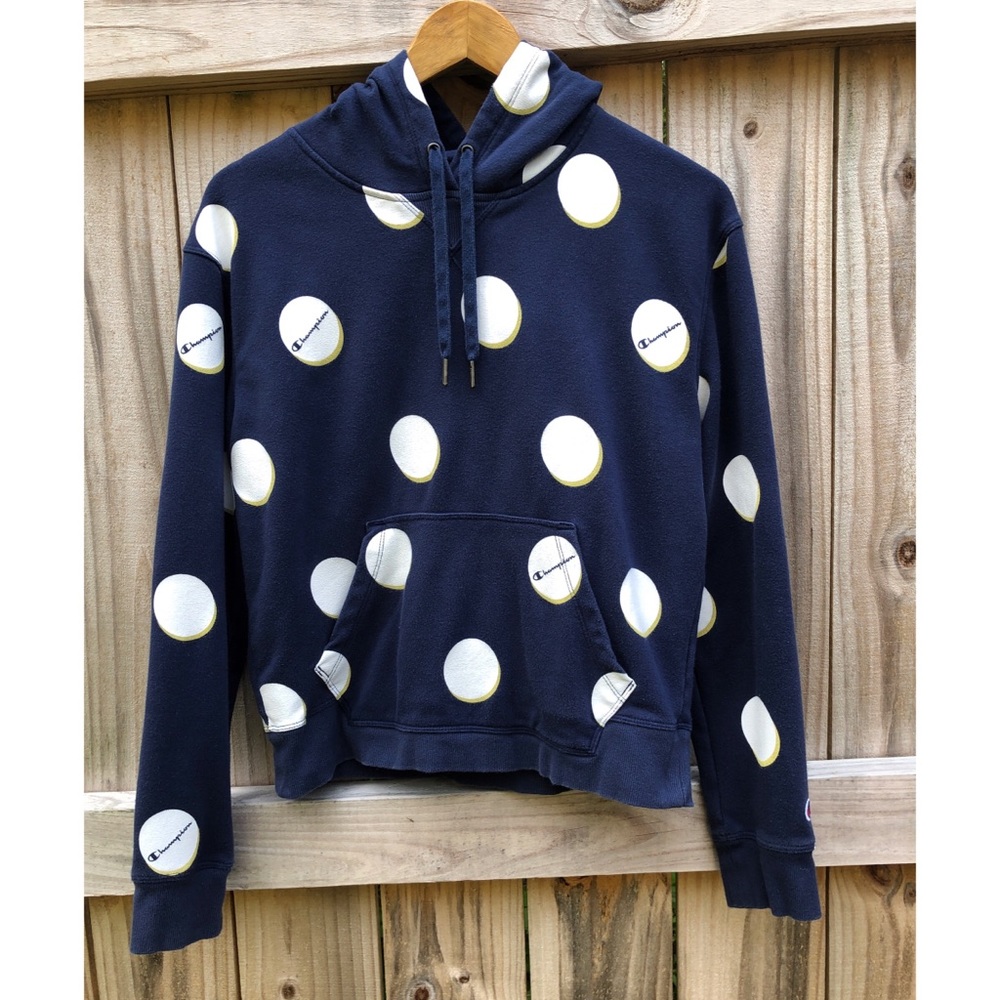 Champion Navy Blue Cropped Hooded Sweatshirt